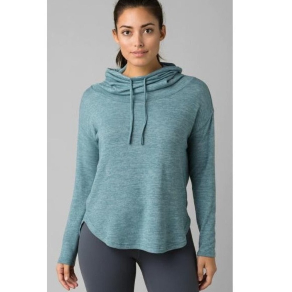 Prana Women's Mistic Well Tunic Top Pullover Tencel/Modal Small Mirage Blue Cowl